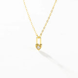 925 Silver Heart Padlock Necklace Crystal Choker Wedding Jewelry