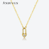 925 Sterling Silver Square Heart Padlock Necklace Women Drop Key Love Choker