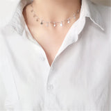 925 Silver Star Charm Pendant Choker Necklace for Women