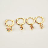 925 Silver Rainbow CZ Initial Alphabet Earrings