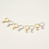 925 Silver Rainbow CZ Initial Alphabet Earrings