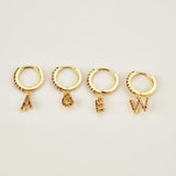 925 Silver Rainbow CZ Initial Alphabet Earrings