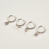 925 Silver Rainbow CZ Initial Alphabet Earrings