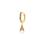 925 Silver Rainbow CZ Initial Alphabet Earrings