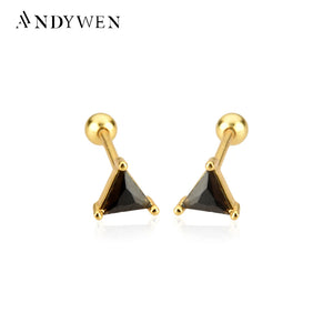925 Silver Summer Triangle Stud Earring Piercing Women Jewelry