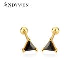 925 Silver Summer Triangle Stud Earring Piercing Women Jewelry
