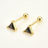 925 Silver Summer Triangle Stud Earring Piercing Women Jewelry