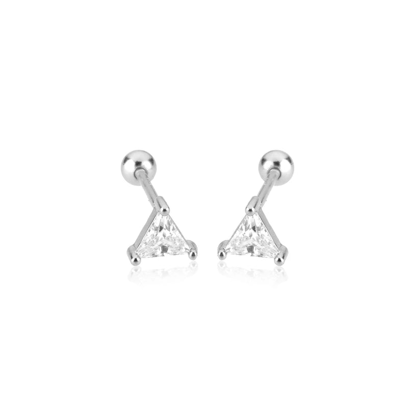 925 Silver Summer Triangle Stud Earring Piercing Women Jewelry