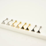 925 Silver Summer Triangle Stud Earring Piercing Women Jewelry