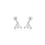 925 Silver Summer Triangle Stud Earring Piercing Women Jewelry