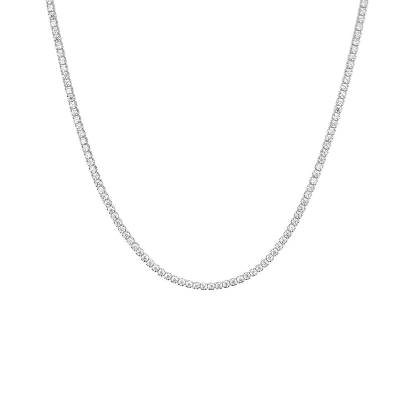 925 Silver Zircon Tennis Charm Choker Necklace Rock Punk Fine Jewelry
