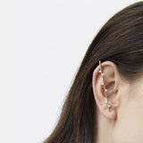 925 Silver Thread Ear Pin Cuff Earring Crystal CZ Jewelry
