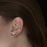 925 Silver Thread Ear Pin Cuff Earring Crystal CZ Jewelry