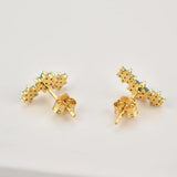 925 Silver Purple Turquoise Flower Stud Earrings