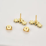925 Silver Purple Turquoise Flower Stud Earrings