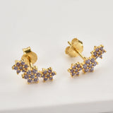 925 Silver Purple Turquoise Flower Stud Earrings