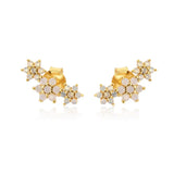 925 Silver Purple Turquoise Flower Stud Earrings