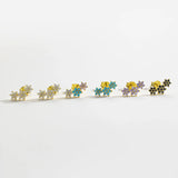925 Silver Three Flower Stud Earrings Crystal Wedding Jewelry