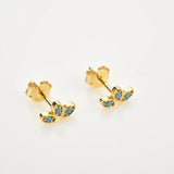 925 Silver Queen Stud Earrings Colorful Wedding Party Punk