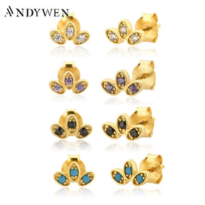 925 Silver Queen Stud Earrings Colorful Wedding Party Punk