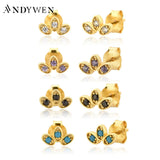 925 Silver Queen Stud Earrings Colorful Wedding Party Punk