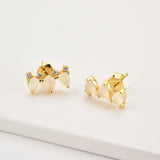925 Silver Three Ovals Queen Stud Earring Punk Party Jewelry