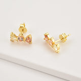 925 Silver Three Ovals Queen Stud Earring Punk Party Jewelry