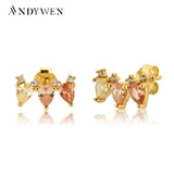 925 Silver Three Ovals Queen Stud Earring Punk Party Jewelry