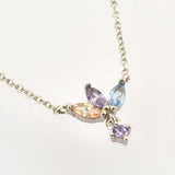 925 Silver Zircon Rainbow Pendant Long Chain Women Jewelry Gift