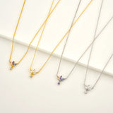 925 Sterling Silver Three Rainbow Pendant Long Chain Necklace Rock Punk Wedding