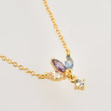 925 Sterling Silver Three Rainbow Pendant Long Chain Necklace Rock Punk Wedding