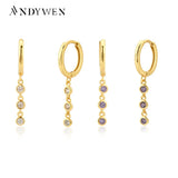 925 Silver Zircon Charm Drop Earring Punk Wedding Crystal Jewelry