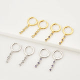 925 Silver Zircon Charm Drop Earring Punk Wedding Crystal Jewelry