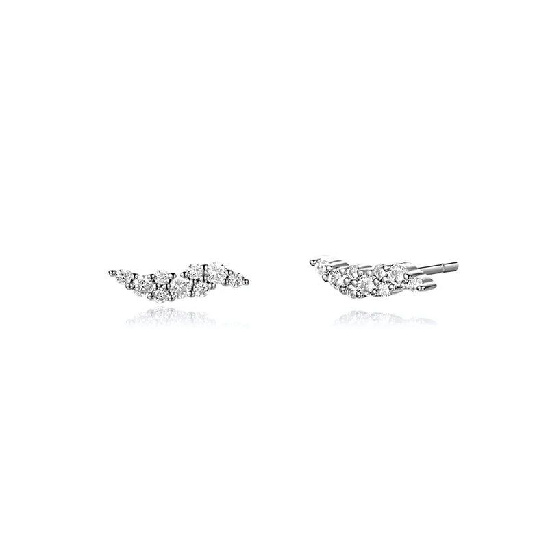 925 Silver Tiny Clear Stud Earring Women Wedding Small Classic Fine