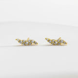 925 Silver Tiny Clear Stud Earring Women Wedding Small Classic Fine