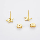 925 Silver Tiny Zircon Star Moon Stud Earring Crystal Jewelry