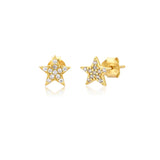 925 Silver Tiny Zircon Star Moon Stud Earring Crystal Jewelry