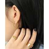 925 Silver Twist Circle 25mm Hoops Earring Rock Punk Women Jewelry