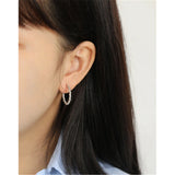 925 Silver Twist Circle 25mm Hoops Earring Rock Punk Women Jewelry