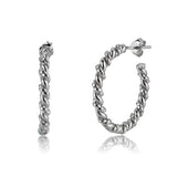 925 Silver Twist Circle 25mm Hoops Earring Rock Punk Women Jewelry