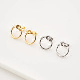 925 Silver Twist Circle Stud Earring Rock Punk Clips Piercing Women Wedding Gift