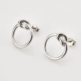 925 Silver Twist Circle Stud Earring Rock Punk Clips Piercing Women Wedding Gift