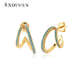 925 Silver Circle Hoop Turquoise Earrings Spring Collection