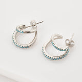 925 Silver Circle Hoop Turquoise Earrings Spring Collection