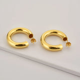 925 Silver Hollow Hoops Women Piercing Circle Pendiente Punk Jewelry