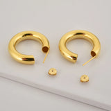 925 Silver Hollow Hoops Women Piercing Circle Pendiente Punk Jewelry