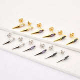 925 Silver Zircon Spike Stud Earring Women Jewelry Wedding