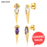 925 Silver Zircon Spike Stud Earring Women Jewelry Wedding