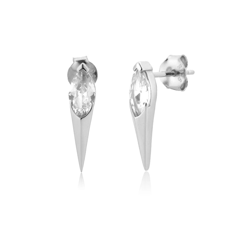 925 Silver Zircon Spike Stud Earring Women Jewelry Wedding