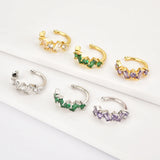 925 Silver Zircon CZ Ear Cuff Earring No Piercing Clips Women Rock Punk Jewelry